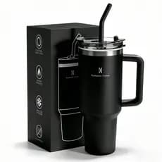 ROMANTIC CROWN Copo Térmico Inox Portátil 1200ml/600ml com Tampa e Canudo Garrafa Térmica Inoxidável