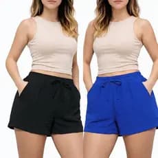 Kit 2 Shorts Feminino Duna com Bolso e Cintura Elastico  PRONTA ENTREGA Confortáveis e Estilosos