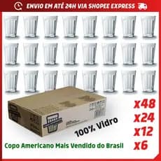 Jogo 12/24 Peças Copo Americano Tradicional 190ml Para Cerveja Suco Café Refrigerante Água Nadir