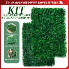 Kit 15 20 25 Placas Buchinhos 40x60 Grama Artificial Jardim Vertical Parede Verde Decoração Muro inglês