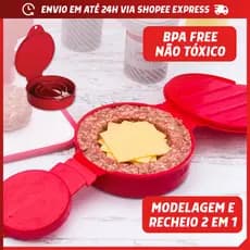 Forma Molde para Hambúrguer Recheado Manual Artesanal Caseiro Prensador 100% BPA FREE Plasútil