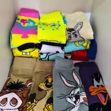 Kit com 2 ou 3 pares de meias divertidas de cano alto longo de personagens, esportes, academia, bike, corrida