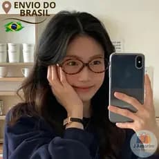 Óculos Oval Leopardo Y2K Feminino UV400 Anti Luz Azul Coreano
