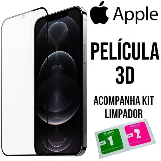 Película iPhone 3D FULLXs Xr 11 PRO MAX 12 Pro max Mini Vidro 9D Temperado Anti Queda