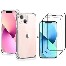 Kit 3 Película Vidro 3D + Capa Capinha Transparente IPhone 7/8 Plus Xr 11 12 13 14 15 16 Pro Max