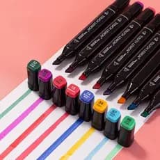 24 Cores Caneta Marcadora De Cabeça Dupla Oleosa Montagem Artística Para Estudantes Material Escolar