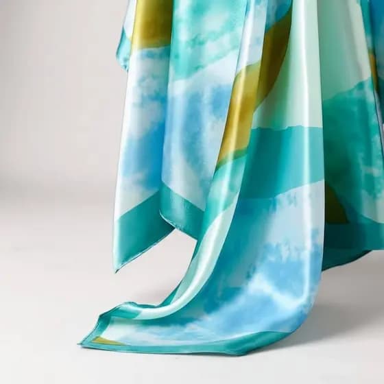 Lenço Feminino 90x90 Aquarela | Toque Acetinado | Estampa Elegante e Versátil