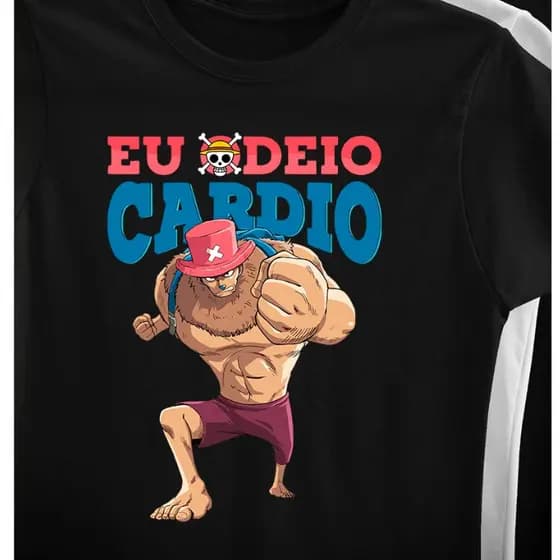 Camiseta Eu Odeio Cardio One Piece Chopper Anime Algodão Unissex
