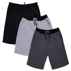 Kit 3 Bermudas Moletom Masculina Casual Básica Com Amarração Shorts Treino Academia