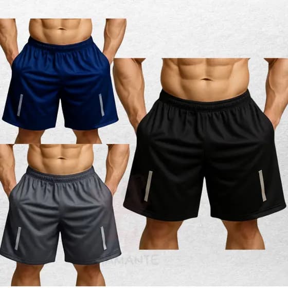 Kit 3 Bermuda Esportiva Masculina Short Para Corridas e Academia
