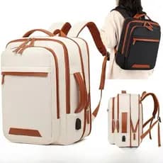 Mochila Feminina Masculina Expandível Impermeável USB - 30x41x10/17cm - Viagem, Escola, Trabalho
