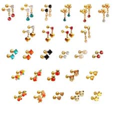 Kit 4 Pares Brincos Folheados Com Tarraxa Baby Para Crianças Dourado Desenhos Delicados Infantil