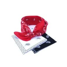 3 Bandanas Estampadas Lenço Em Poliéster Trio Preto Vermelho Branco