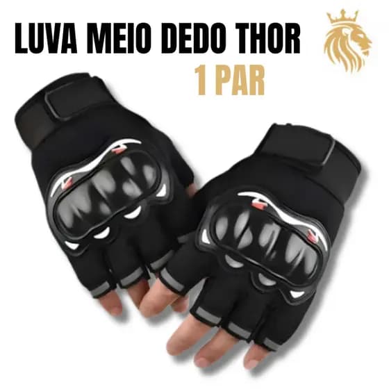 Luva Meio Dedo THOR - Proteção, Conforto Ideal Moto, Bike e Esportes Radicais Resistente