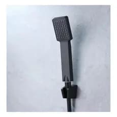 Ducha Manual Quadrada  Luxo Slin Preta  com Suporte e  Flexível 1,50 metros
