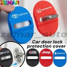 4 Pçs Universal Fechadura Da Porta Do Carro Capa De Proteção Textura Fibra Carbono Fivela Amortecedor Buffer Acessórios