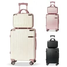 Kit Mala de Viagem 20 Polegadas com Frasqueira – 10 kg, 4 Rodas 360°, Zíper Extensível em Fibra -V7