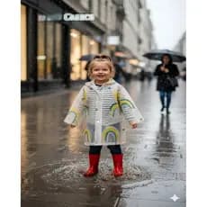 Capa de Chuva Infantil PVC Impermeável Com Capuz e Manga Cumprida 84x54cm Unissex DONG