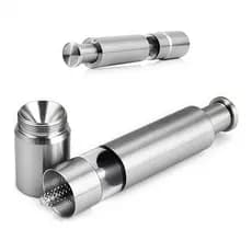 Moedor de Pimenta e Sal Manual Aço Inox Premium Botão Pressão Gourmet P/ Cozinha E Mesa DONG