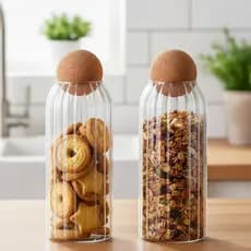Pote Hermético De Vidro Frisado Tampa Cortiça Elegante E Prático