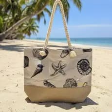 Bolsa de Praia Tote Alça de Corda Estampada Grande Verão Piscina Resistente Com Forro Interno