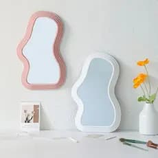 Kit C/ 2 Mini Espelho de Ondas Irregulares Com Moldura Aesthetic Estilo Pinterest Perfeito P/ Maquiagem E Presente