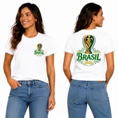 Camiseta Masculina Feminina Estampa Brasil Taça Brasileira Moda Basica Copa Camiseta Algodão Conforto Copa