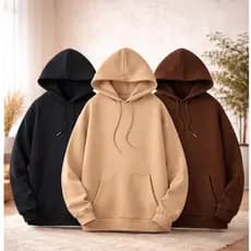 Kit 3 Blusas Moletom Canguru Com Capuz Liso Frio Unissex Masculino e Feminino Com bolso Algodão