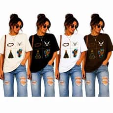 Camiseta Feminina Fé Nossa Senhora 100% Algodão Estampada Religiosa Casual