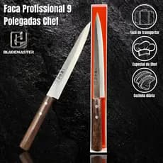 Faca Culinária Profissional, Chef 35,5cm, Cabo Sândalo Preto