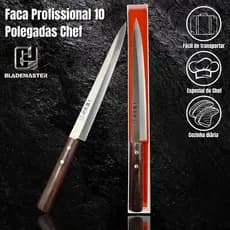 Faca Profissional do Chef 38,5cm, Cabo Feito em Sândalo Preto