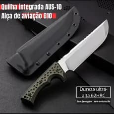 Faca Full Tang Cabo G10 Lamina AUS-10 8mm Dureza Ultra Alta