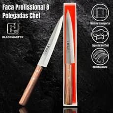 Faca Culinária Profissional, Chef 33cm, Cabo Feito em Sândalo Preto