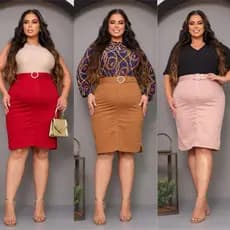 Saia Brim Plus Size Modelo Evangélico Secretária Colorida