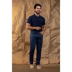 Calça Masculina Tradicional Corte Reto Confortável Premium