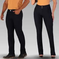 KIT 10 Calças Jeans Escuras Para Uniformes Masculina e Feminina Logo Personalizada Bordada Conforto