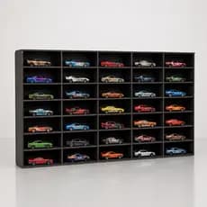 Prateleira Expositor Mdf Carrinhos Hotwheels 50 Carrinhos Cor PRETO