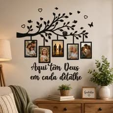 Quadro Decorativo Família e Fé – Aqui Tem Deus em Cada Detalhe