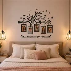 Kit Porta Retrato Árvore da Família Quadro Decorativo Moderno para Sala e Quarto