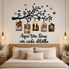 Quadro Árvore da Família MDF 5 Fotos 10x15