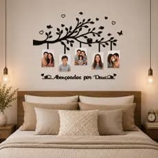 Quadro Árvore da Família MDF 5 Fotos 10x15