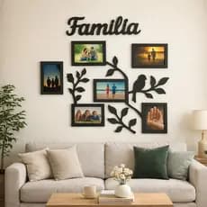 Painel Porta-Retrato Família Árvore Decorativa em MDF – Molduras 10x15 cm | Decoração de Parede Moderna