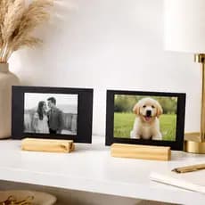 Kit 10 Suportes Porta Retrato com Base Foto Polaroid Madeira Pinus Decoração Presente Lembrancinha Calendario de Mesa