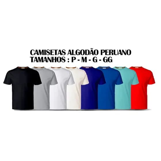 CAMISETA LISA ALGODÃO PERUANO MASCULINO ADULTO(MALHA PERUANA)