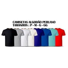 CAMISETA LISA ALGODÃO PERUANO MASCULINO ADULTO(MALHA PERUANA)