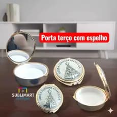 Teca Porta Terço com Espelho Nossa Senhora Aparecida Porta Hóstia Com Espelho São bento