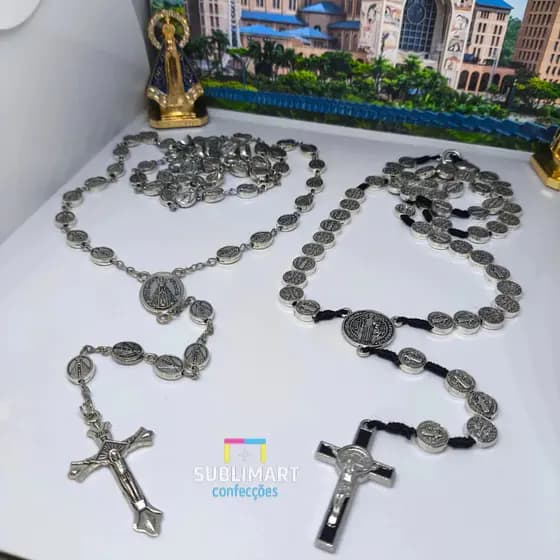 Terço Das Medalhas Aço Inox Nossa Senhora Aparecida Rosário, Terço Medalhas Nossa Senhora Aparecida