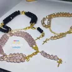 Pulseira Terço Nossa Senhora Cristal,Pulseira Escapulario Folheada De Nossa Senhora Aparecida Terço Escapulário