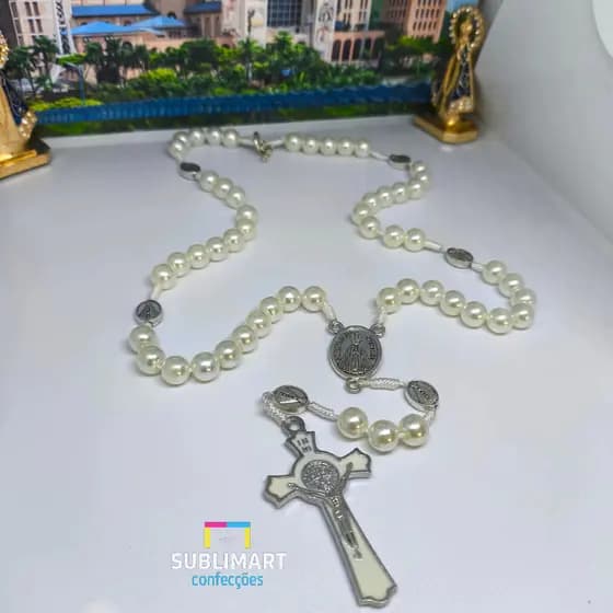 Terço Pérola Nossa Senhora Aparecida Devoção 35 cm