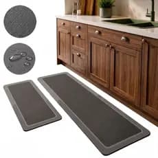 Kit Tapetes De Cozinha Emborrachado Antiderrapante Passadeira Longa 2 Peças Super Absorvente Secagem Rápida Fácil